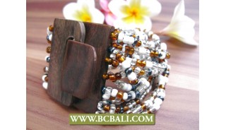 Black Wooden Buckle Bracelets Beads